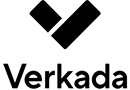 The image shows the Verkada logo with a black geometric design above the word Verkada in bold black text.