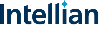 The Intellian logo features the company name in bold blue letters with a small blue star above the i.