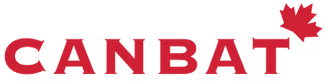 The image shows the word CANBAT in red capital letters, with a red maple leaf symbol above the letter T on a light background.